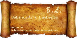 Babincsák Lamberta névjegykártya